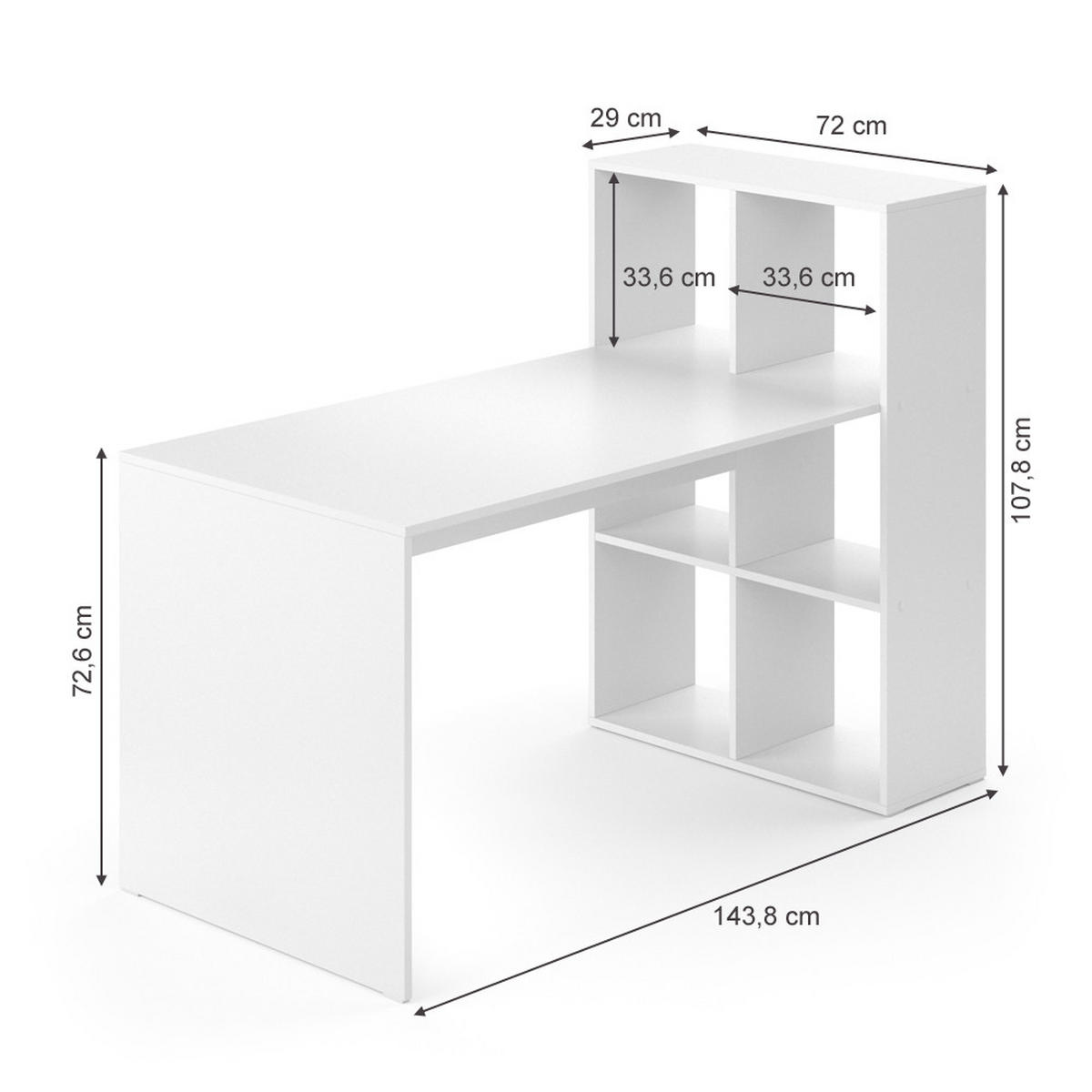 SCHREIBTISCH Emir Weiß 72 x 143.8 cm - Weiß, Holzwerkstoff (143.8/72/107.8cm) - Vicco