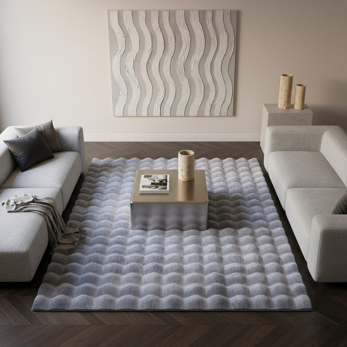 HOCHFLORTEPPICH Waschbar NAUDERS, einfarbig, Silber, 140 x 200 cm - Silberfarben, Textil (140/200cm) - KADIMA DESIGN