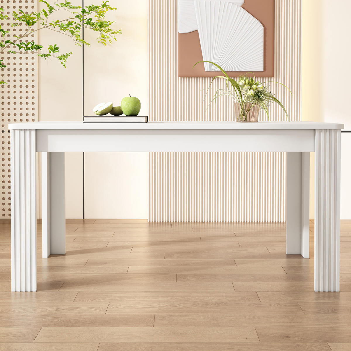 JEDÁLENSKÝ stôl, biely, z drevotriesky, moderný,65/116/75 cm - biela, kompozitné drevo (116/65/75cm) - BEAOK