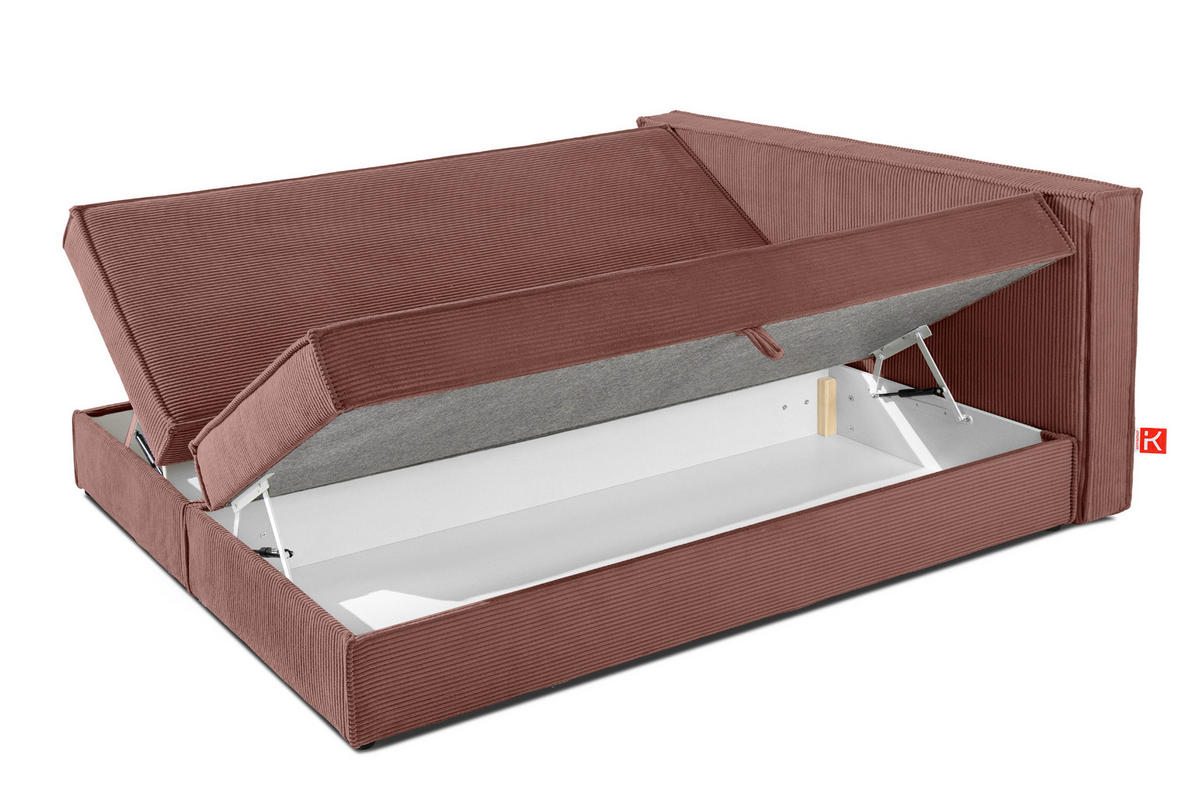BOXSPRINGBETT ROTI mit Stauraum, rosa - Schwarz/Rosa, Holz/Holzwerkstoff (180/200cm) - KONSIMO®