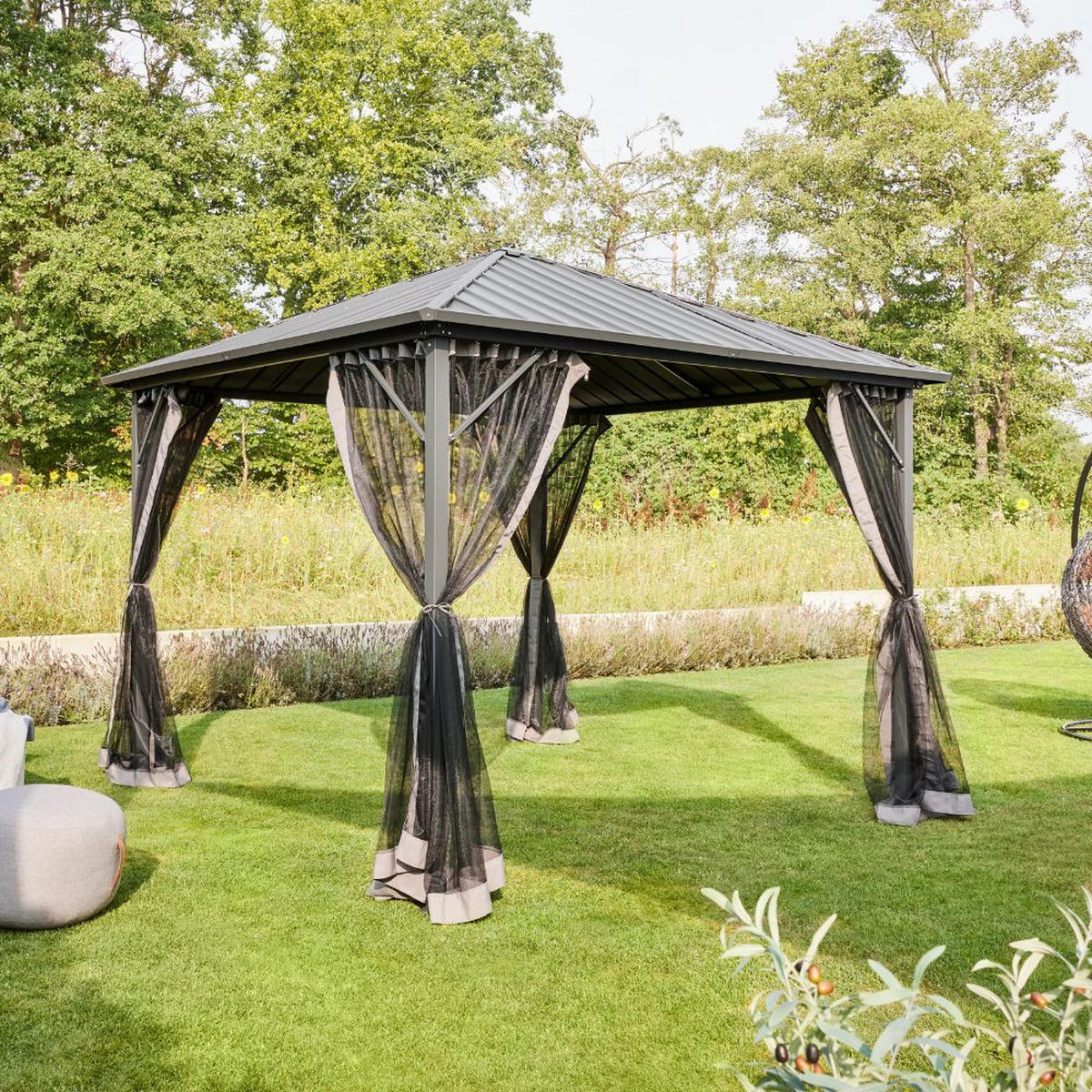 PAVILLON AZUR - Anthrazit, Metall (298/268/298cm) - Home Deluxe