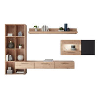 WOHNWAND Space Eiche Artisan / cosmos grey 3-teilig - Eichefarben/Multicolor, Holz/Holzwerkstoff (347/182/40cm) - Feldmann-Wohnen