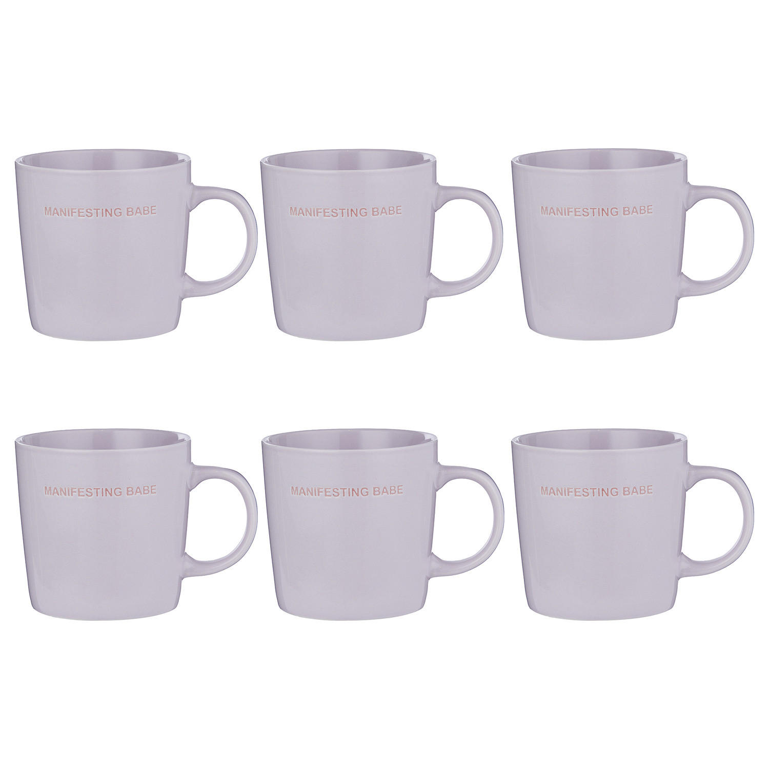 TASSE (6er-Set) Good Vibes Manifesting Babe - Violett, Keramik (0.4L) - Butlers