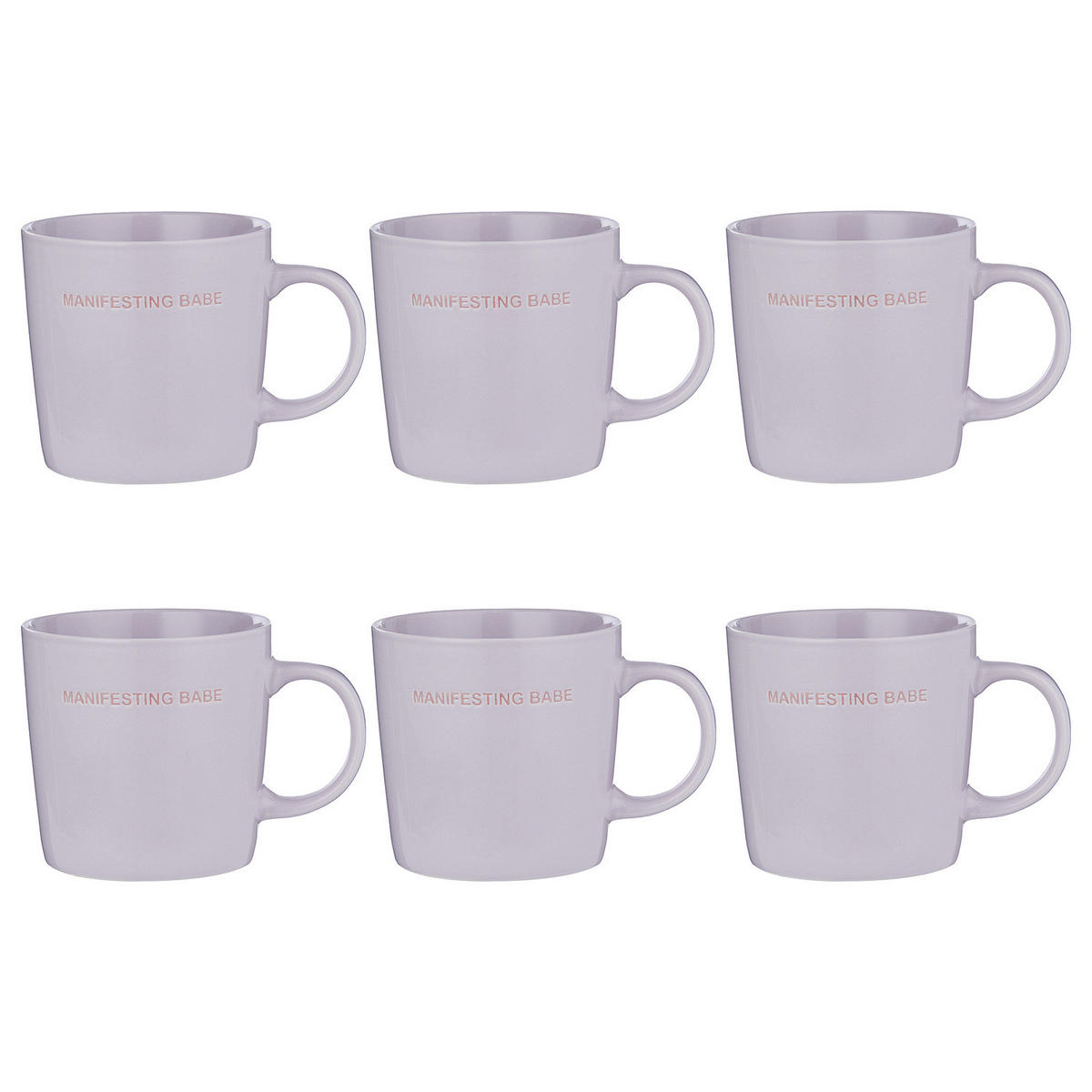 TASSE (6er-Set) Good Vibes Manifesting Babe - Violett, Keramik (0.4L) - Butlers