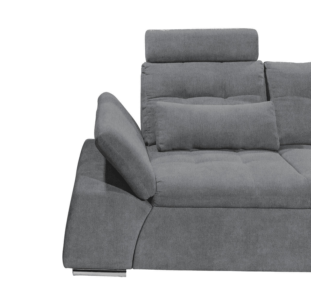 ECKSOFA mit Schlaffunktion, verstellbare Armlehne und Kopfstützen - Chromfarben/Anthrazit, Textil (219/260cm) - ed exciting design