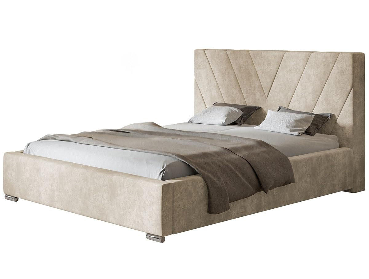 POLSTERBETT Palermo mit Kopfteil, 160x200 cm, Doppelbett mit Bettkasten und Lattenrost aus Holz, Velourstoff Sand - Gelb, Holz/Textil (160/200cm) - Alpi-Möbel