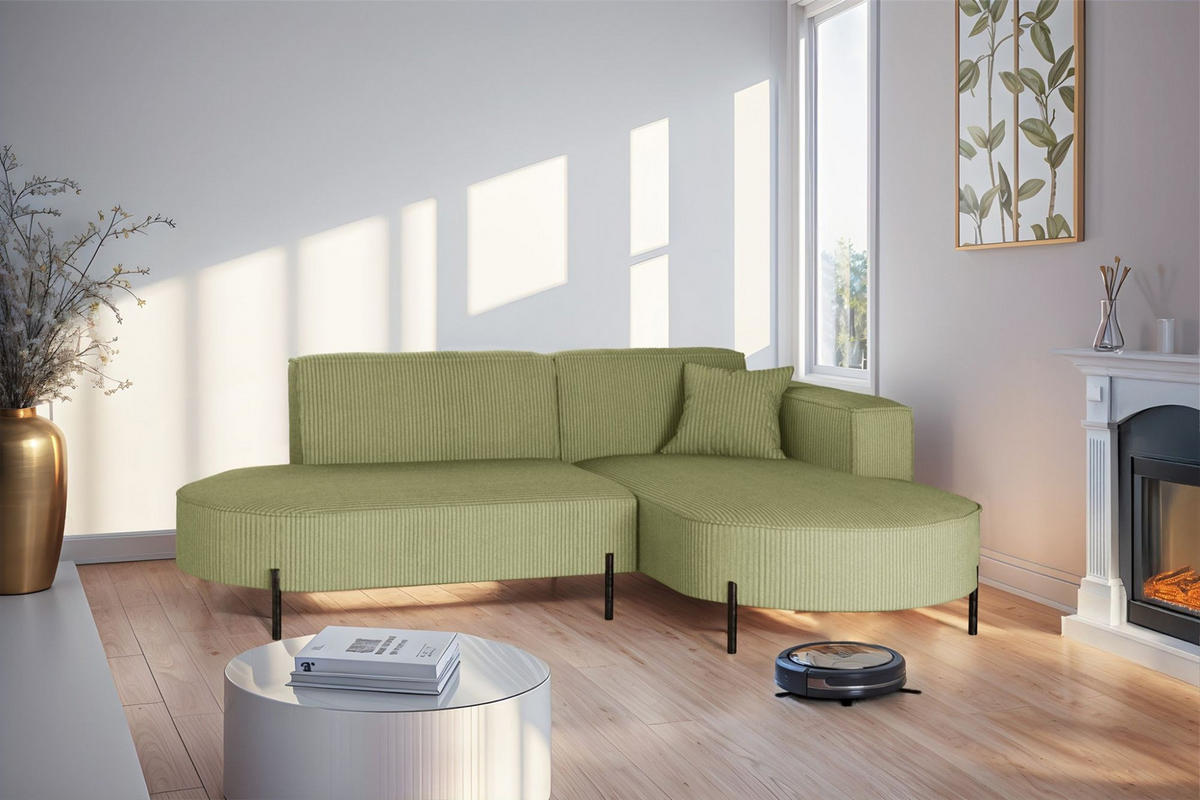 ECKSOFA Valencia Xs - Opal, Holzwerkstoff/Textil (236/165cm) - Fun Möbel