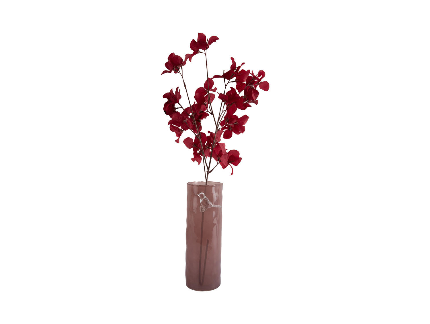VASE Bird On Branch 9/9/27 cm - Pink, Glas (9.5/27cm) - Present Time