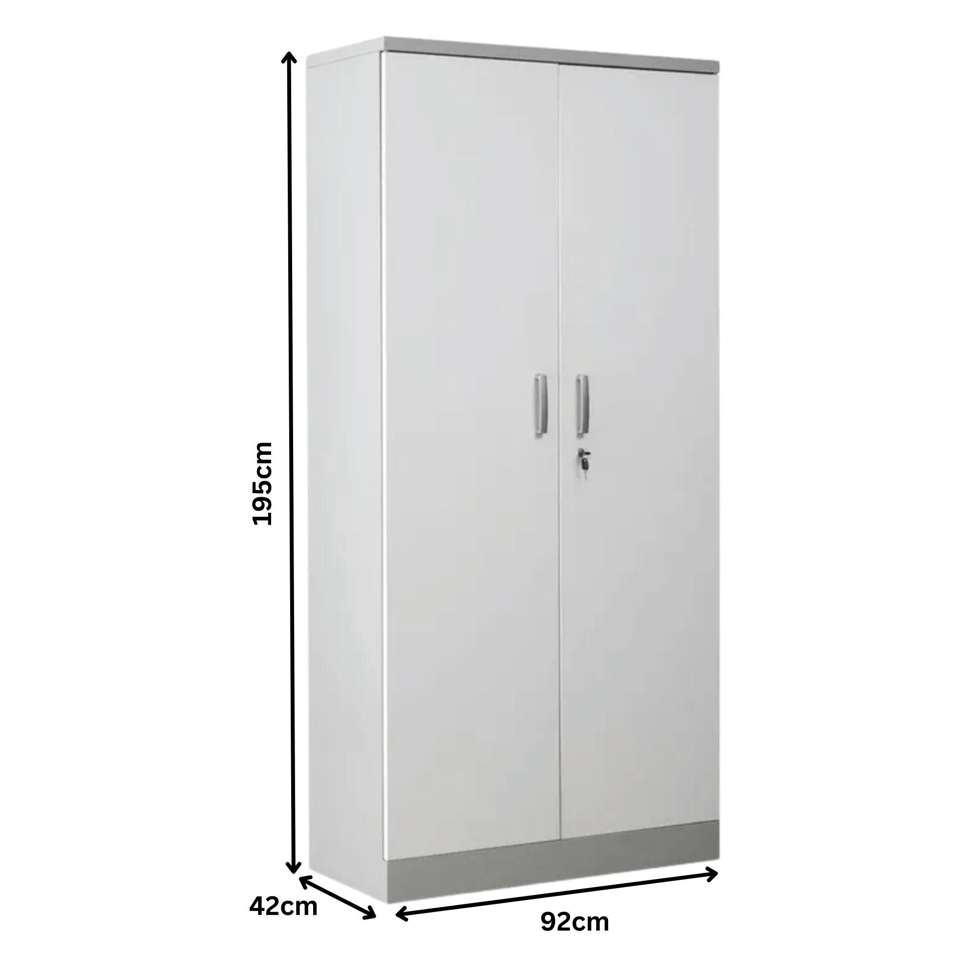 AKTENSCHRANK Beetle 4 Fachböden 195x92x42 cm Grau & Weiß - Weiß, Metall (92/195/42cm)
