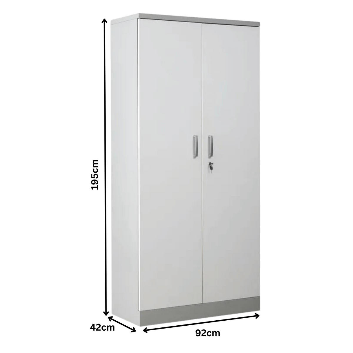 AKTENSCHRANK Beetle 4 Fachböden 195x92x42 cm Grau & Weiß - Weiß, Metall (92/195/42cm)