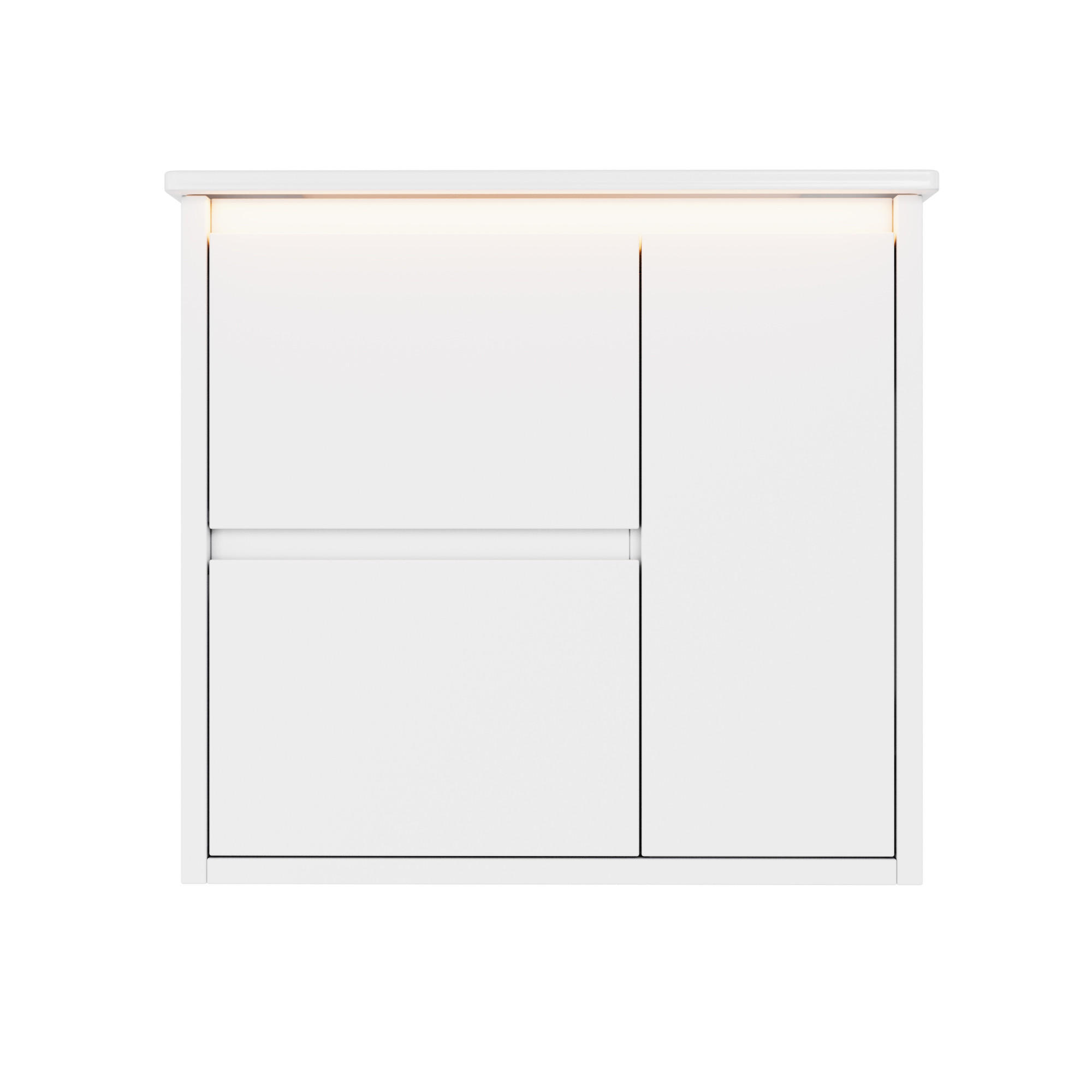 WASCHTISCHKOMBI 61/46.5/57 cm Weiß mit 2 Schubladen und LED-Radarsensorleuchte, ohne Wasserhahn - Weiß, Holz/Holzwerkstoff (46.5/57/61cm) - Oxeza