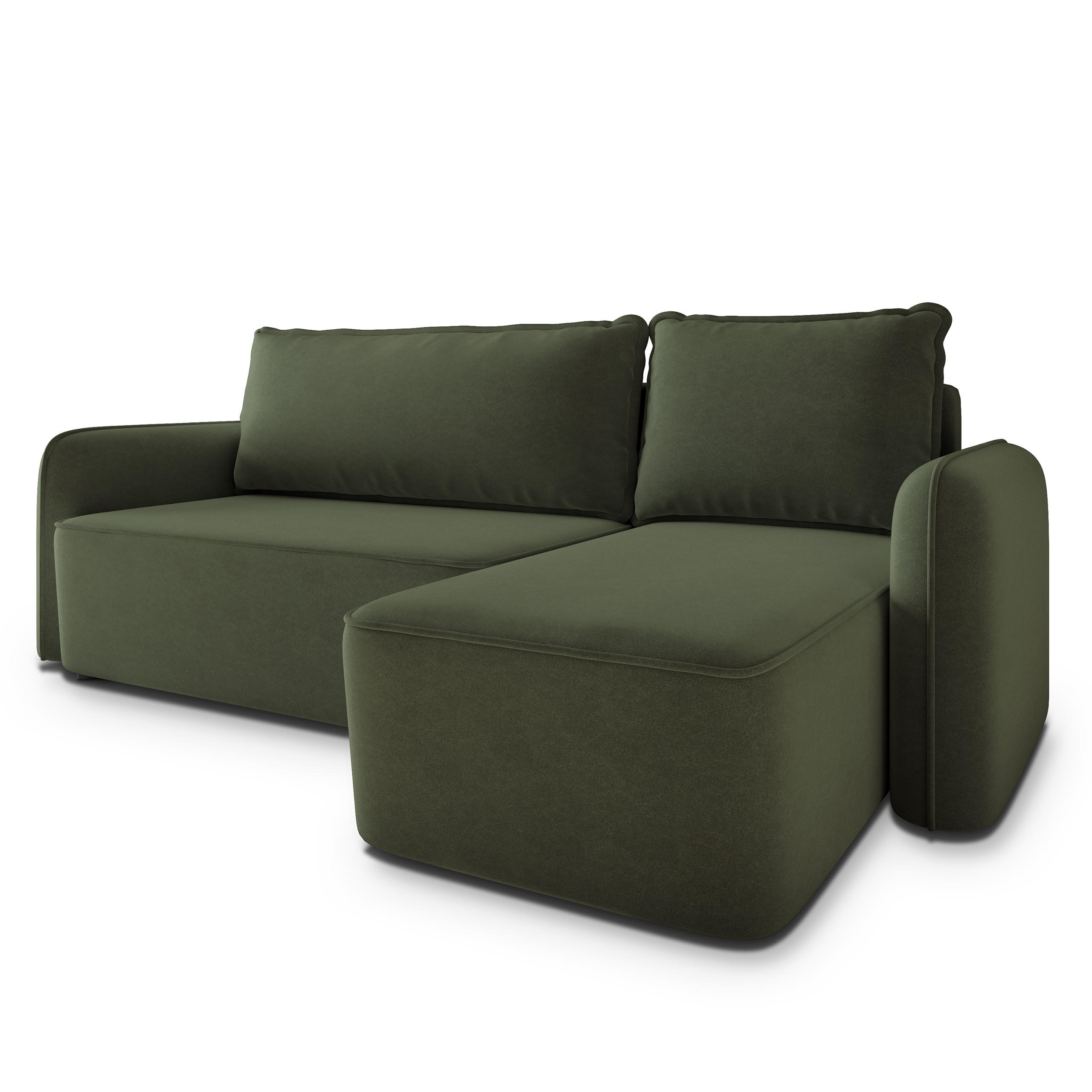 ECKSOFA DOLVER CL Olivgrün Samtstoff mit Schlaffunktion - Olivgrün, Holzwerkstoff/Textil (238/156cm) - MASSENO
