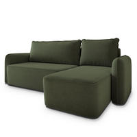 ECKSOFA DOLVER CL Olivgrün Samtstoff mit Schlaffunktion - Olivgrün, Holzwerkstoff/Textil (238/156cm) - MASSENO