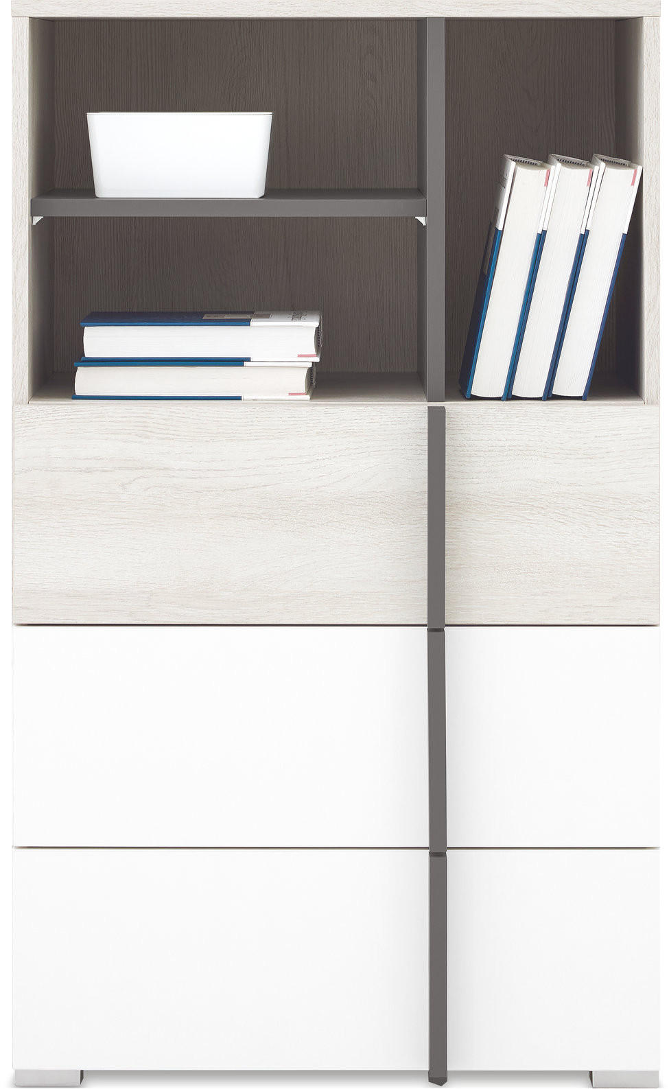 KOMMODE BERGAMO 60/100/40cm mit 3 Schubladen Türen Eichefarben - Eichefarben, Holzwerkstoff (60/100/40cm) - MASSENO