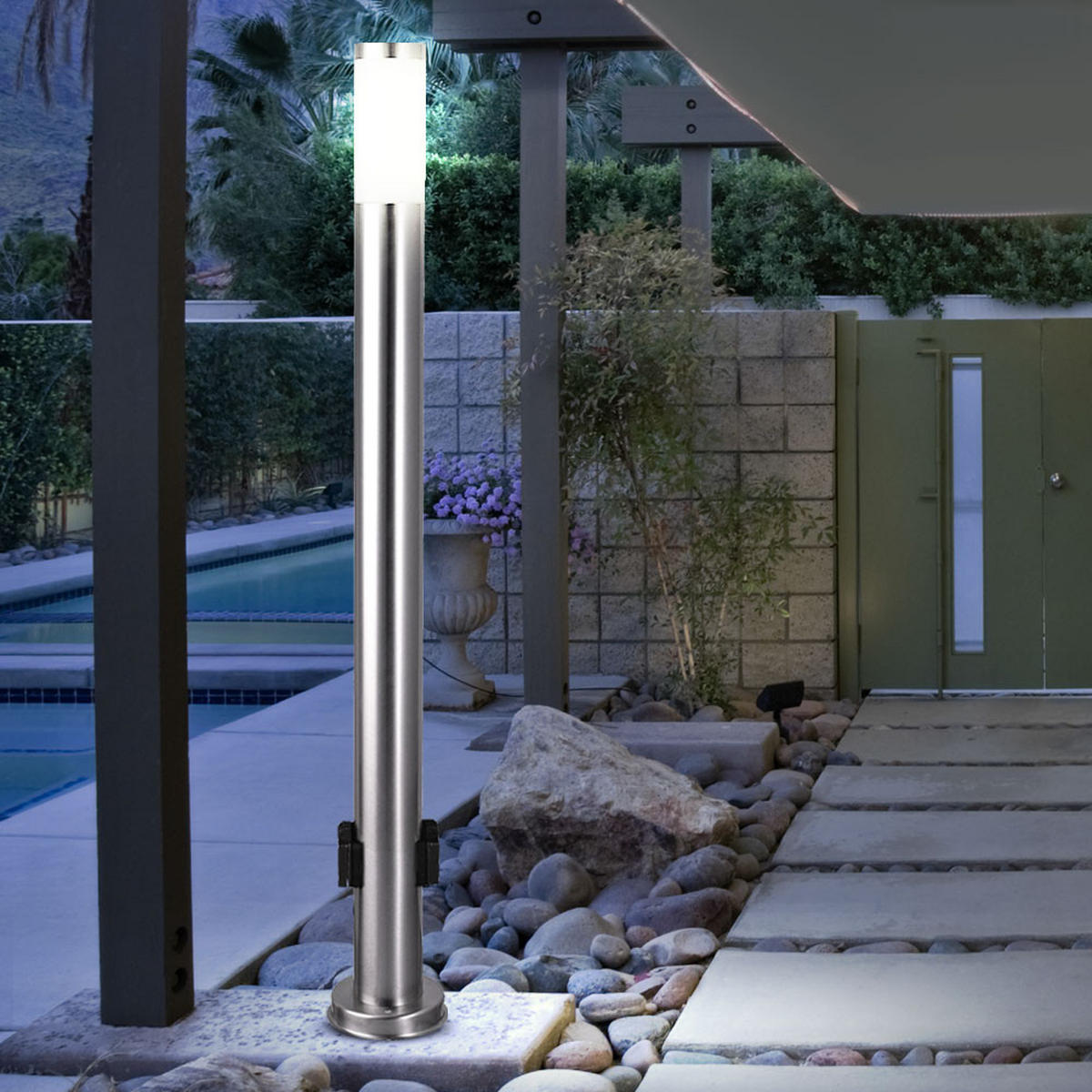 LED STEHLEUCHTE Silber opal - Silberfarben, Metall (13.1/13.1/110cm) - Globo Lighting