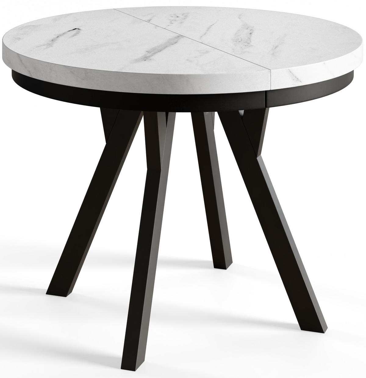ESSZIMMERTISCH EVO, ausziehbarer Tisch 80 cm bis 130 cm, Farbe: MARMUR, mit Holzbeinen in Farbe Schwarz - Hellgrau/Schwarz, Holzwerkstoff (80/80/77cm) - Alpi-Möbel