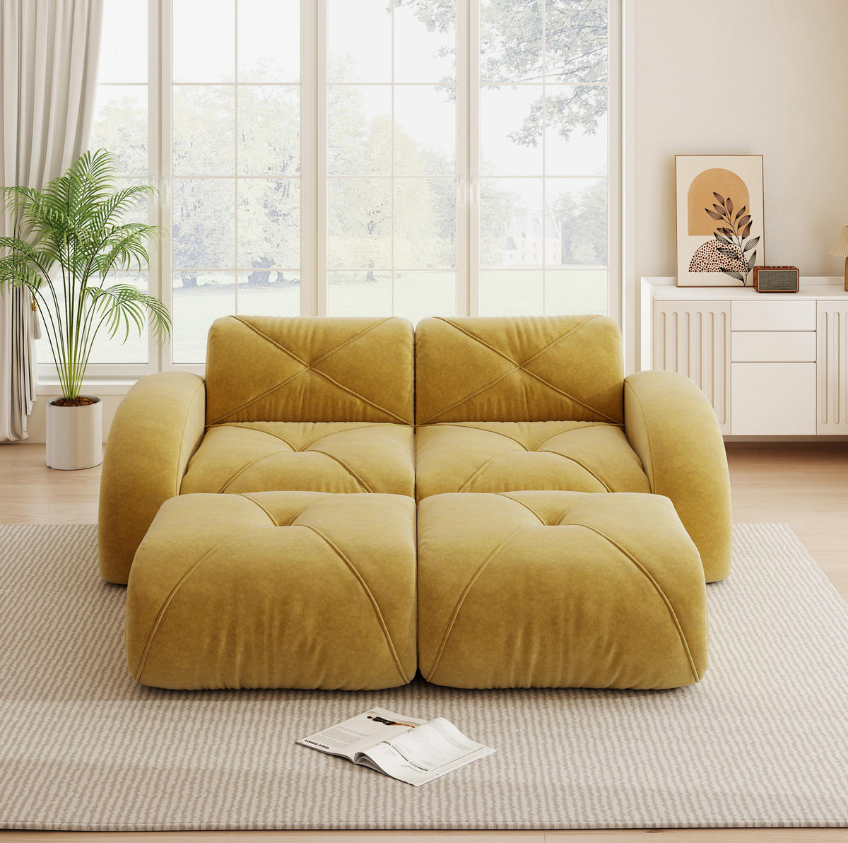 SOFA modular rahmenlos Chenille Yellow - Gelb, Kunststoff (171/76/204.1cm) - Meubliv