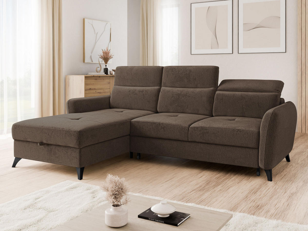 ECKSOFA Talia, Seite: Links LC-2R - Schwarz/Braun, Holz/Kunststoff (238/167cm) - MIRJAN24