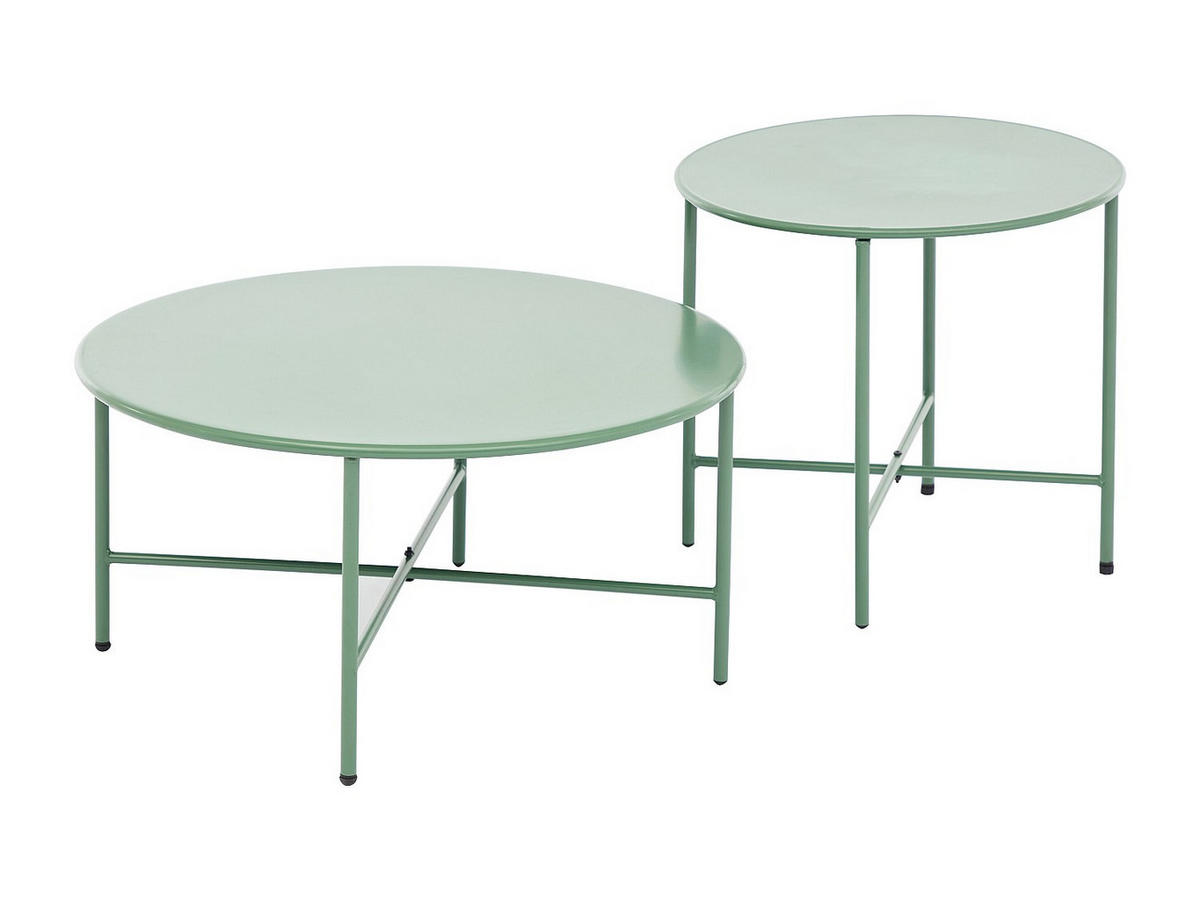 GARTENBEISTELLTISCH 2er-Set - 70 cm x 70 cm - Metall - Khaki - NIKAO - Schlammfarben, Metall (70/70/45.5cm) - Vente-Unique