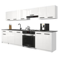 KÜCHENZEILE Italia 2 240 cm, mit Arbeitsplatten, Weiß Hochglanz - Weiß Hochglanz, Holz (240/143/60cm) - B BELINI GROUP