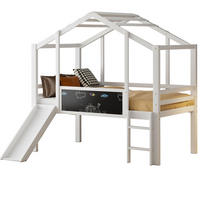 KINDERHOCHBETT 90/200 cm Weiß mit Rutsche und Tafel - Weiß, Holz (90/200cm) - MIVRAY