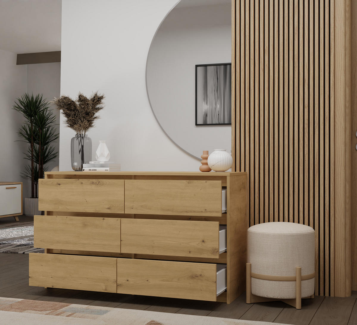 KOMMODE KARO 6 SCHUBLADEN K120 EICHE ARTISAN - Eiche Artisan, Holzwerkstoff (120/73.5/40cm) - CDF