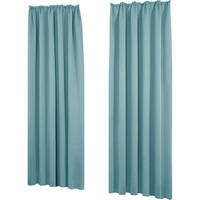 VORHANG blickdicht, Verdunkelungstextil, Kräuselband, 2-teilig, Himmelblau - Türkis, Textil (0.5/225/140cm) - LUXUSKOLLEKTION