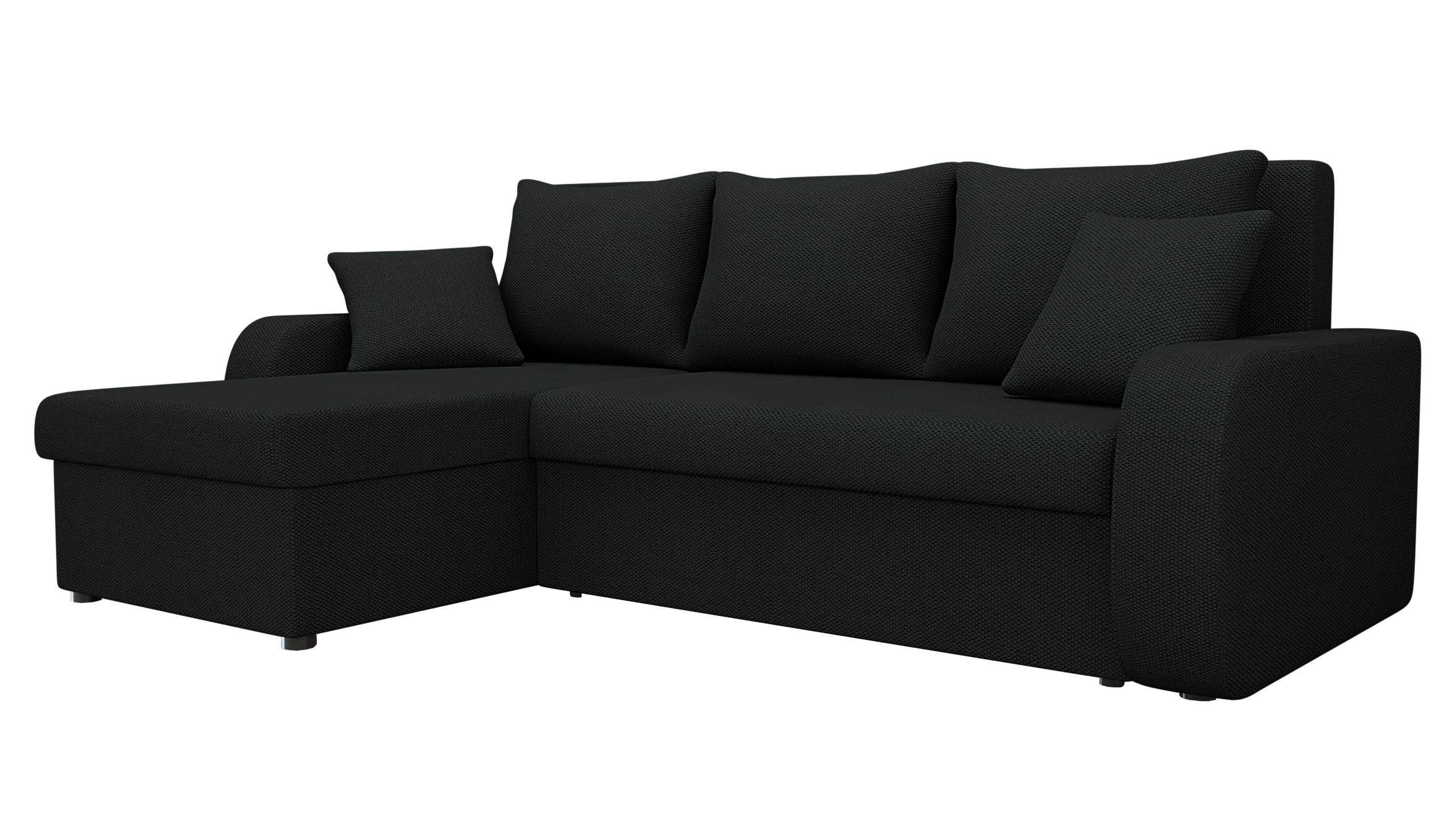 Mirjan24 Ecksofa Schwarz, Schwarz 238x147 cm