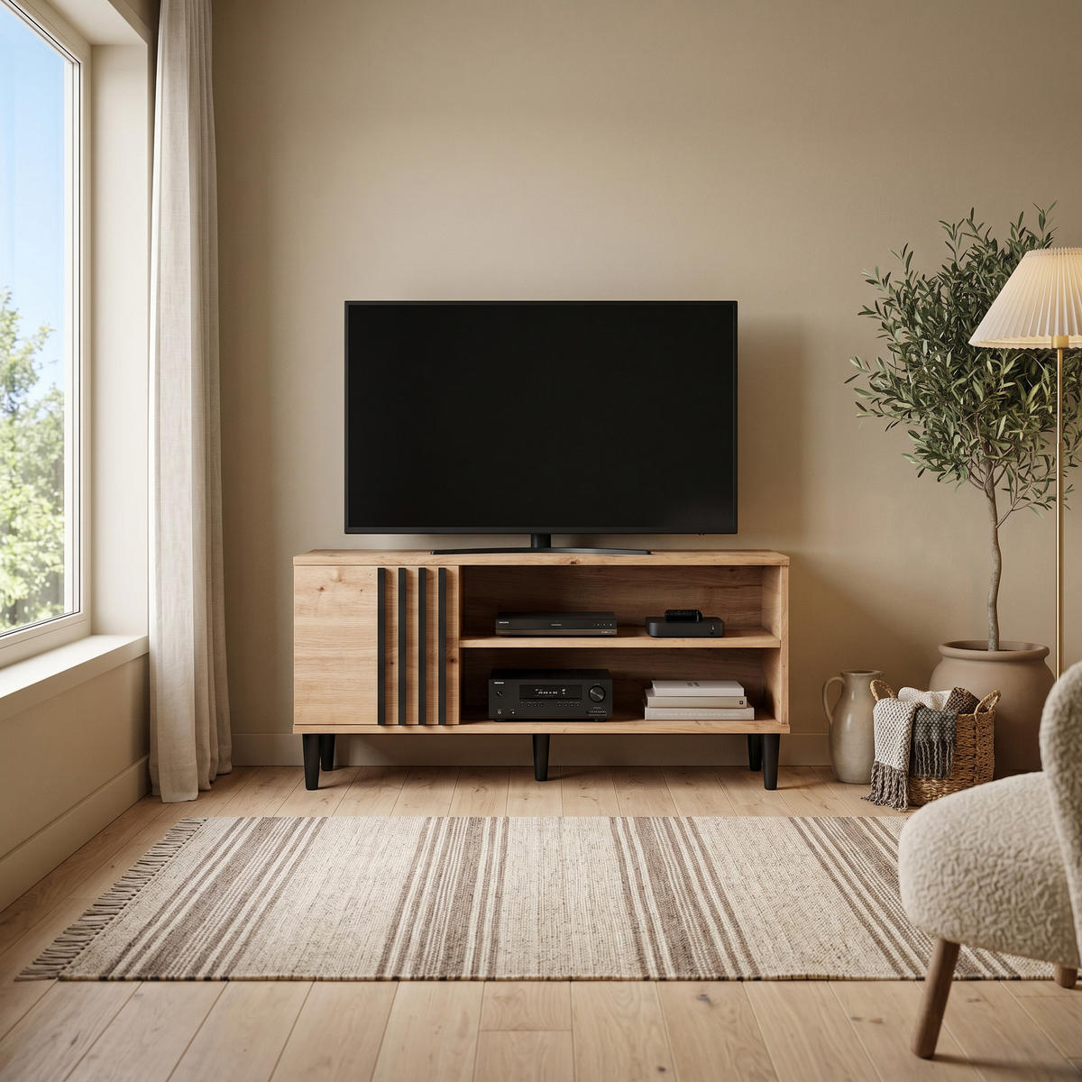LOWBOARD ARTIANO 120/54/40 cm, Eiche Artisan - Eiche Artisan, Holzwerkstoff (120/54/40cm) - MASSENO
