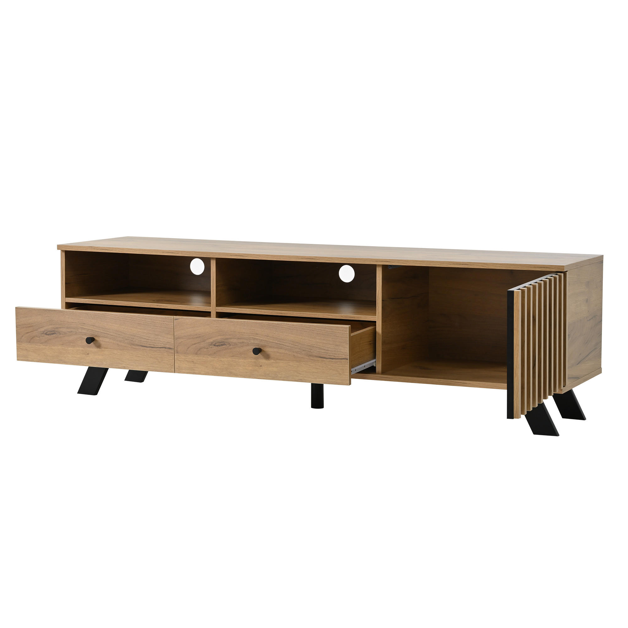 TV-ELEMENT 150/38/44 cm Naturholz mit 2 Schubladen - Naturfarben, Holz (150/44/38cm) - Oxeza
