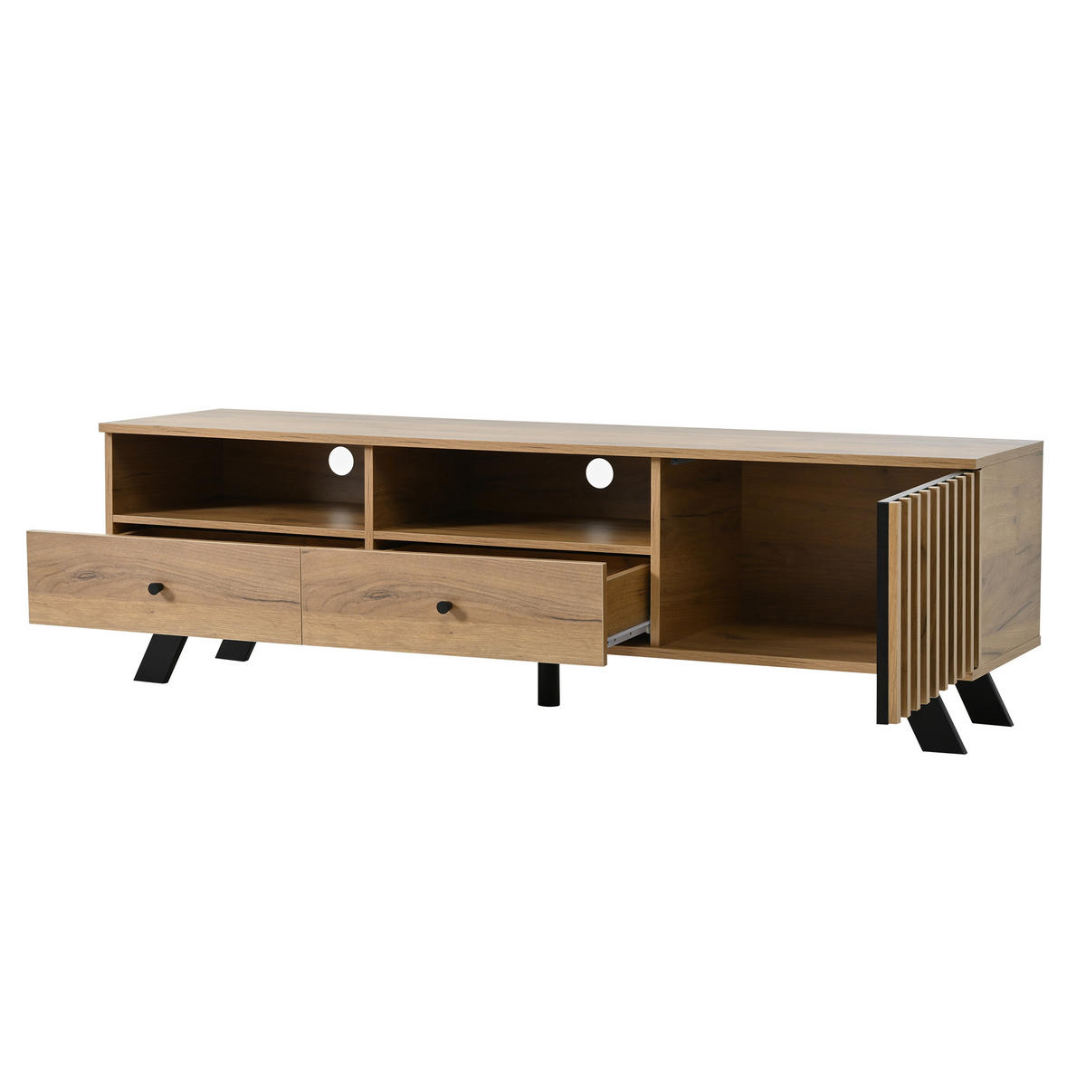 TV-LOWBOARD 150x38x44 cm Holz 2 Schubladen 1 Schrank Stauraum - Naturfarben, Holzwerkstoff (38/44/150cm) - FLIEKS