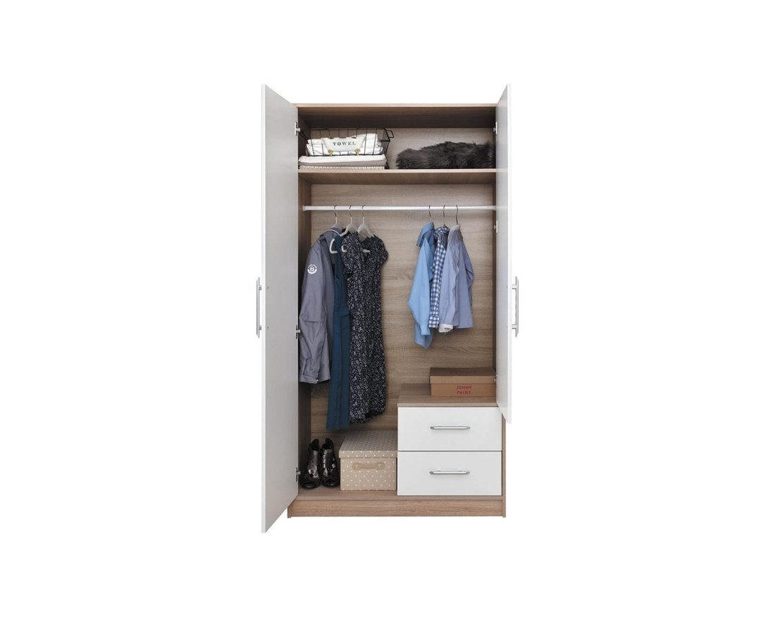 KLEIDERSCHRANK SAM SR3 2-türig 100 / 190 / 56 cm Kaschmir - Kaschmir, Holzwerkstoff (100/190/56cm) - Deine Möbel 24