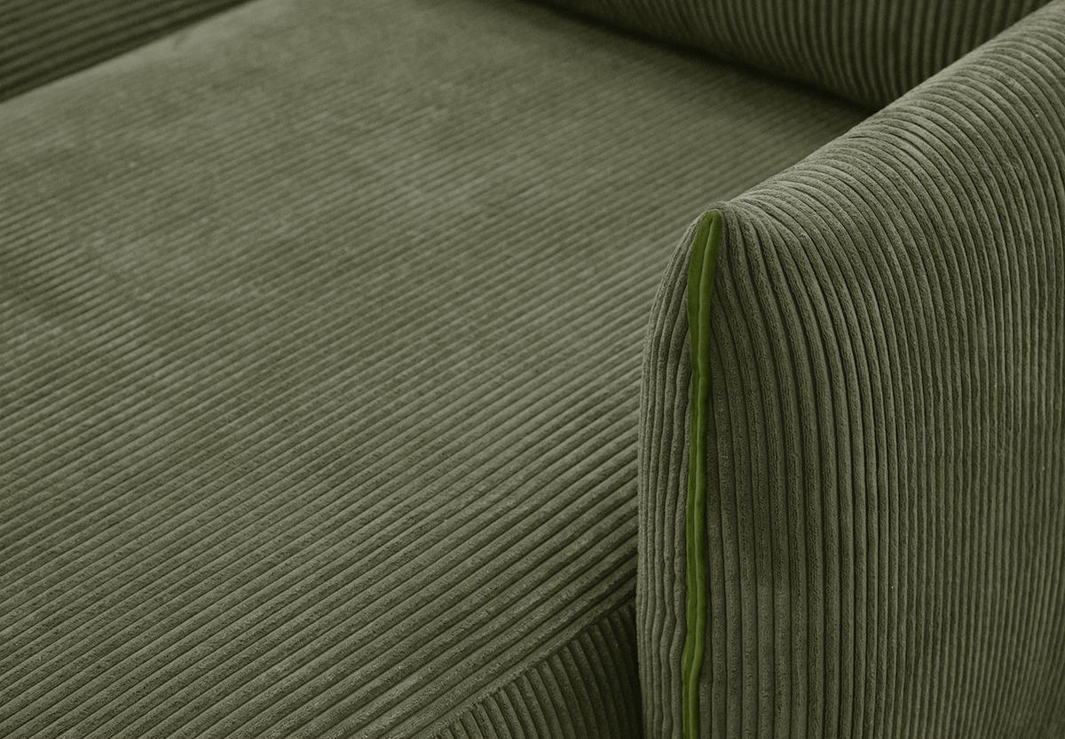ECKSOFA TAUER 5-Sitzer, olivgrün - Schwarz/Olivgrün, Holzwerkstoff/Kunststoff (294/173cm) - Courtois Laville