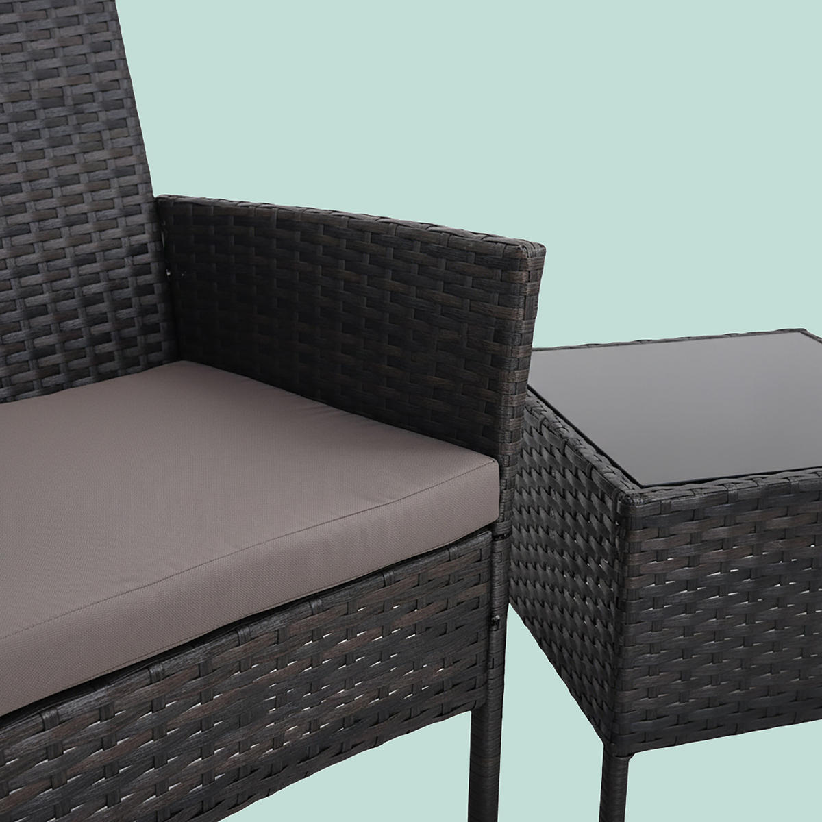 3-TLG.GARTENMÖBEL-SET - Schwarz, Glas/Kunststoff - Relaxdays