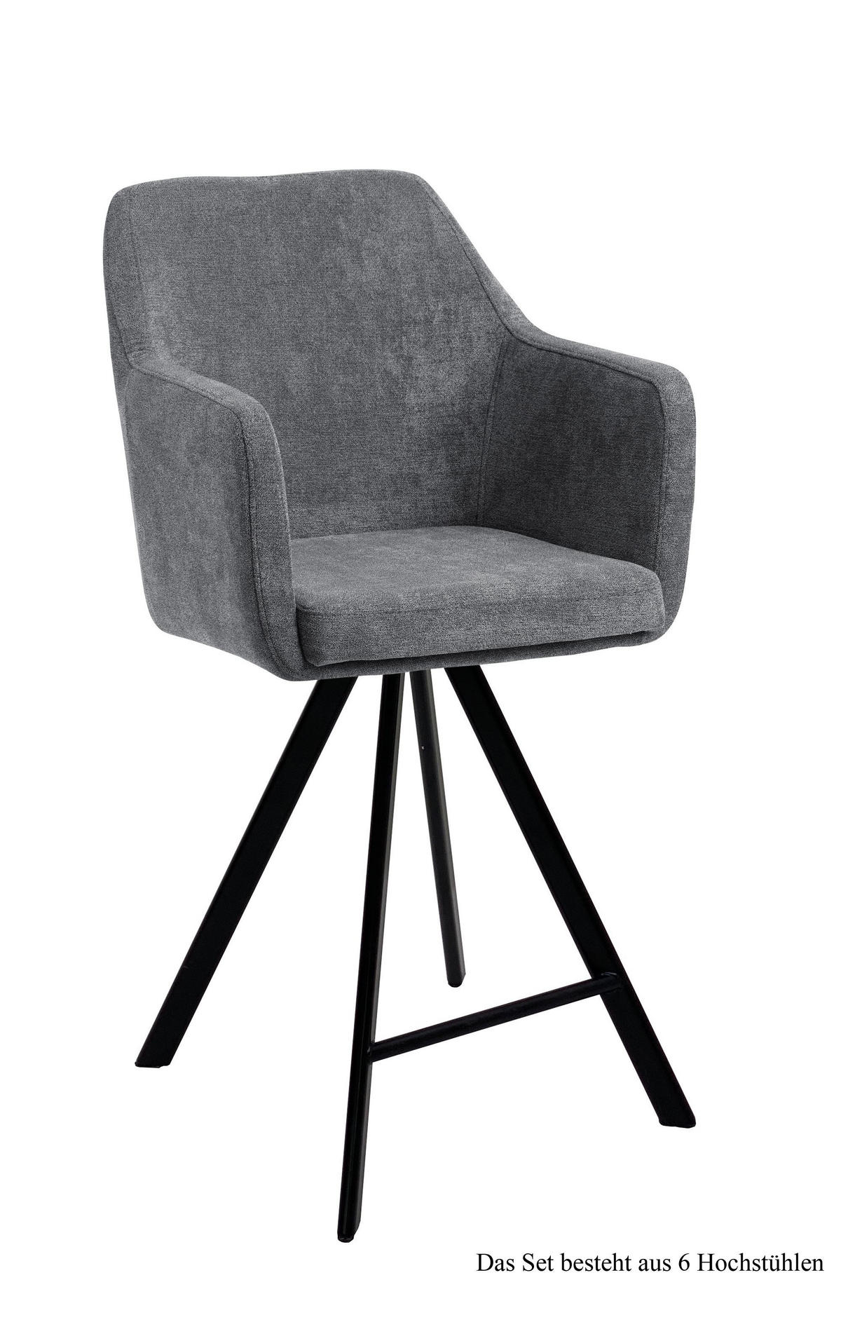 THEKENSTUHL drehbar (6er-Set) Diamond 57x104x60 Schwarz/Grau - Schwarz/Grau, Kunststoff (60/104/57cm) - 58aufmkessel