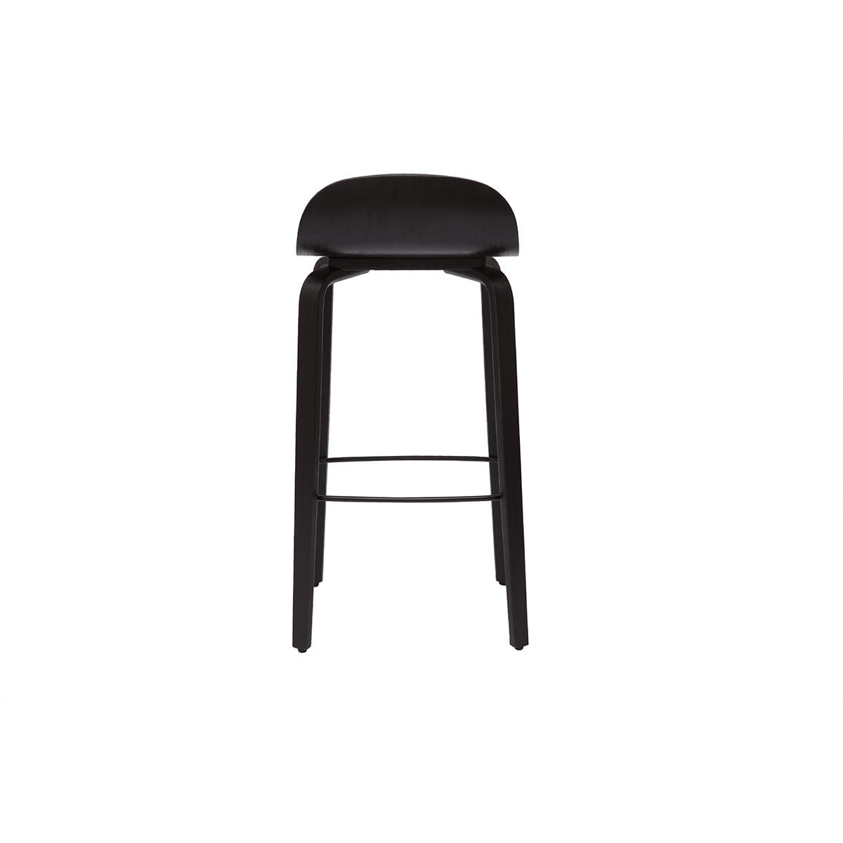 BARHOCKER Schwarzes Holz H68 cm 2er-Set OBRA - Schwarz, Holz (44/80.5/40cm) - Miliboo