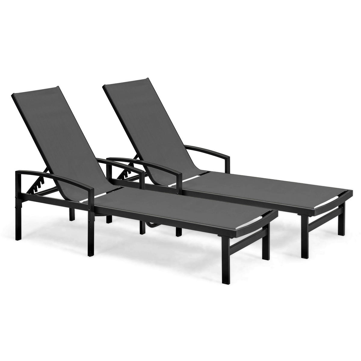 SONNENLIEGE 2-tlg., Grau - Grau, Metall (62/89/169cm) - Oviala