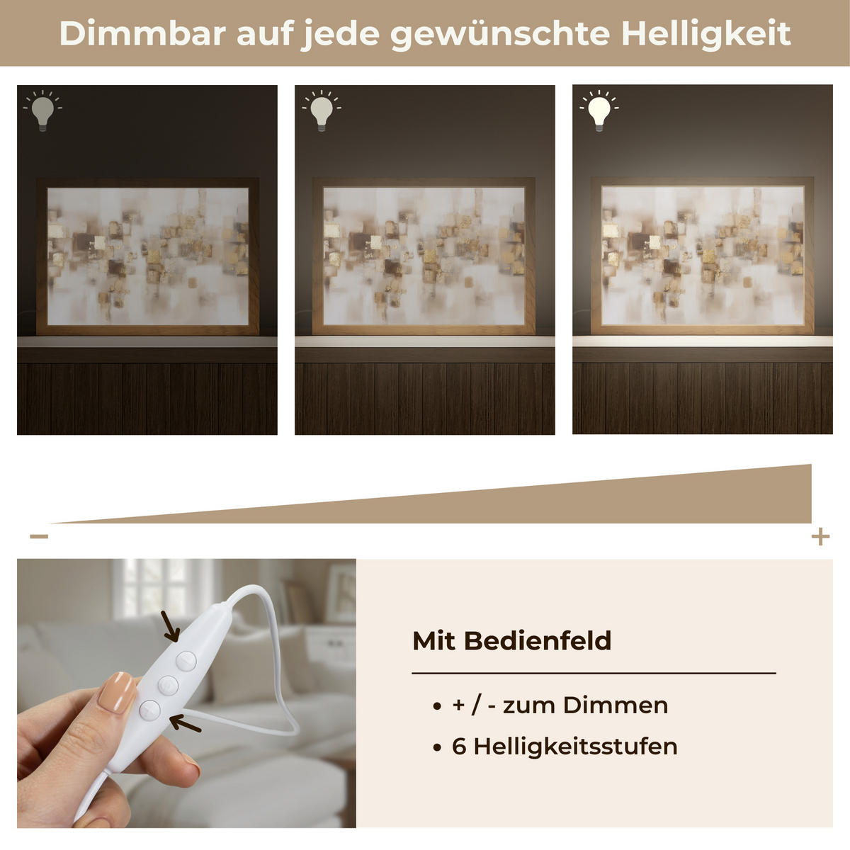 STOLNÁ LAMPA Abstraktné štvorce - zemité tóny - hmlisté 30x20 cm - farba hrušky, kompozitné drevo (8/30/20cm) - OnlyWow