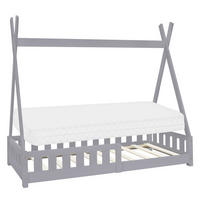 KINDERBETT Tipi mit Matratze 80x160 cm Hellgrau - Hellgrau, Holz (86/150/168cm) - ML-DESIGN