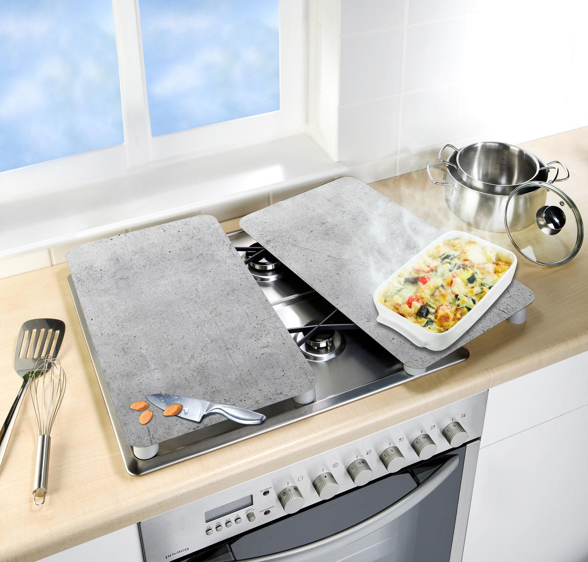 HERDABDECKPLATTEN aus Glas - Grau, Glas (30/5.5/52cm) - Wenko