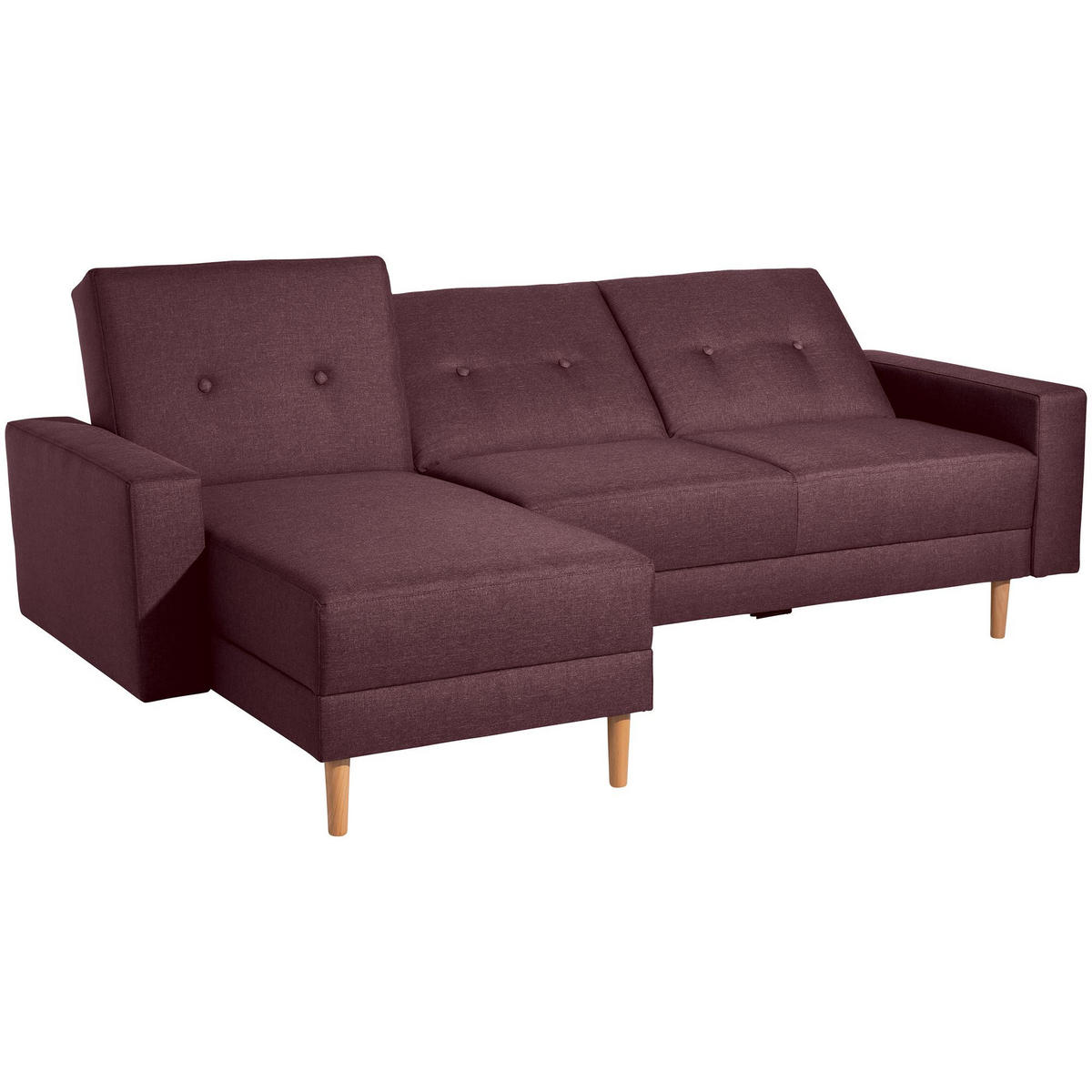FUNKTIONSSOFA mit Hocker Kattie Flachgewebe burgund - Bordeaux, Kunststoff (144/230cm) - 58aufmkessel