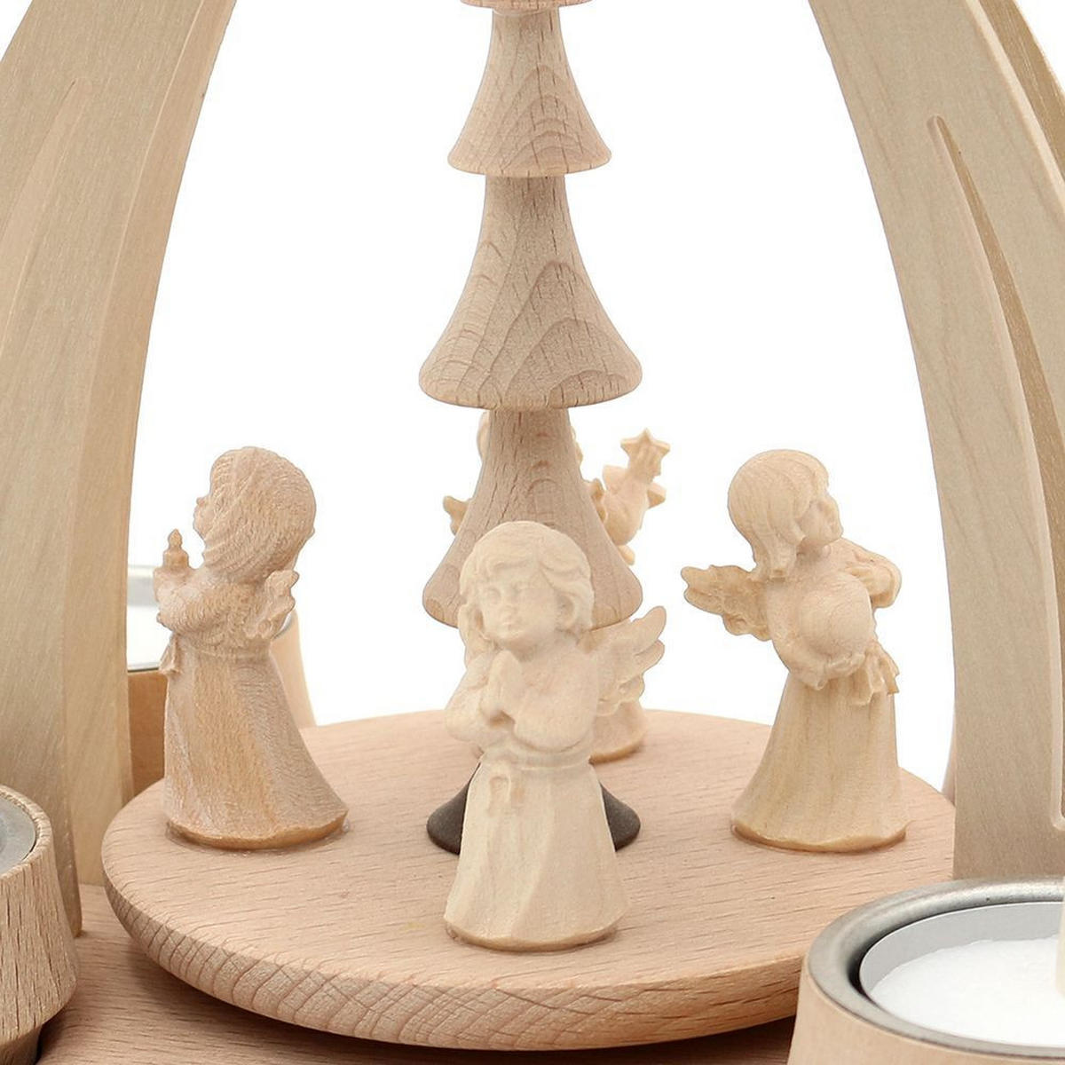 TISCH-PYRAMIDE 4 Engelfiguren a. Südtirol 14/18/24 cm - Multicolor, Holz (0.1/24/0.1cm) - Dekoteam24