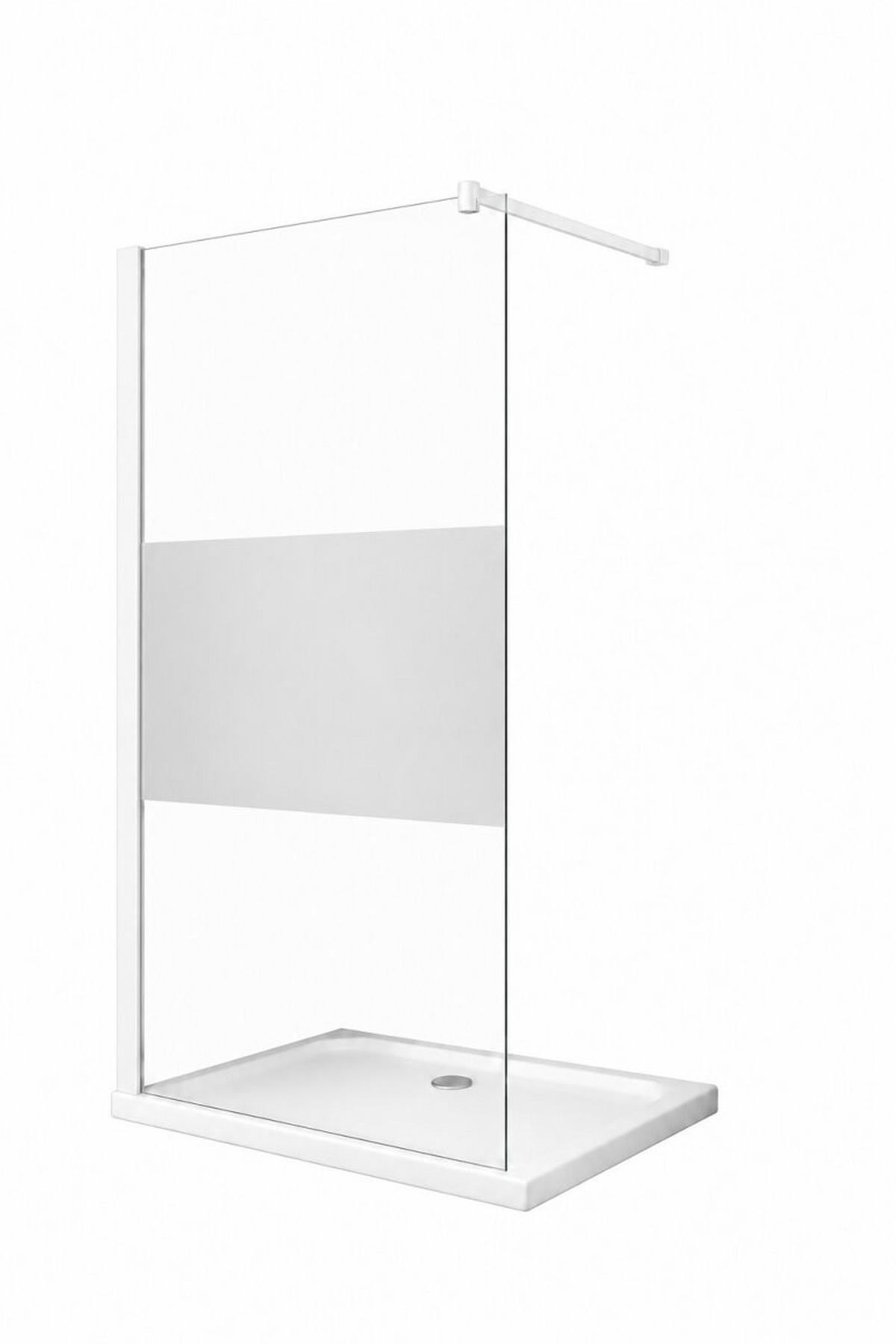 WALK-IN-DUSCHWAND 100 × 200 cm – Teilsatiniertes ESG-Sicherheitsglas – Weiß - Weiß, Glas (10/100/200cm) -  Glaswerk Westfalen