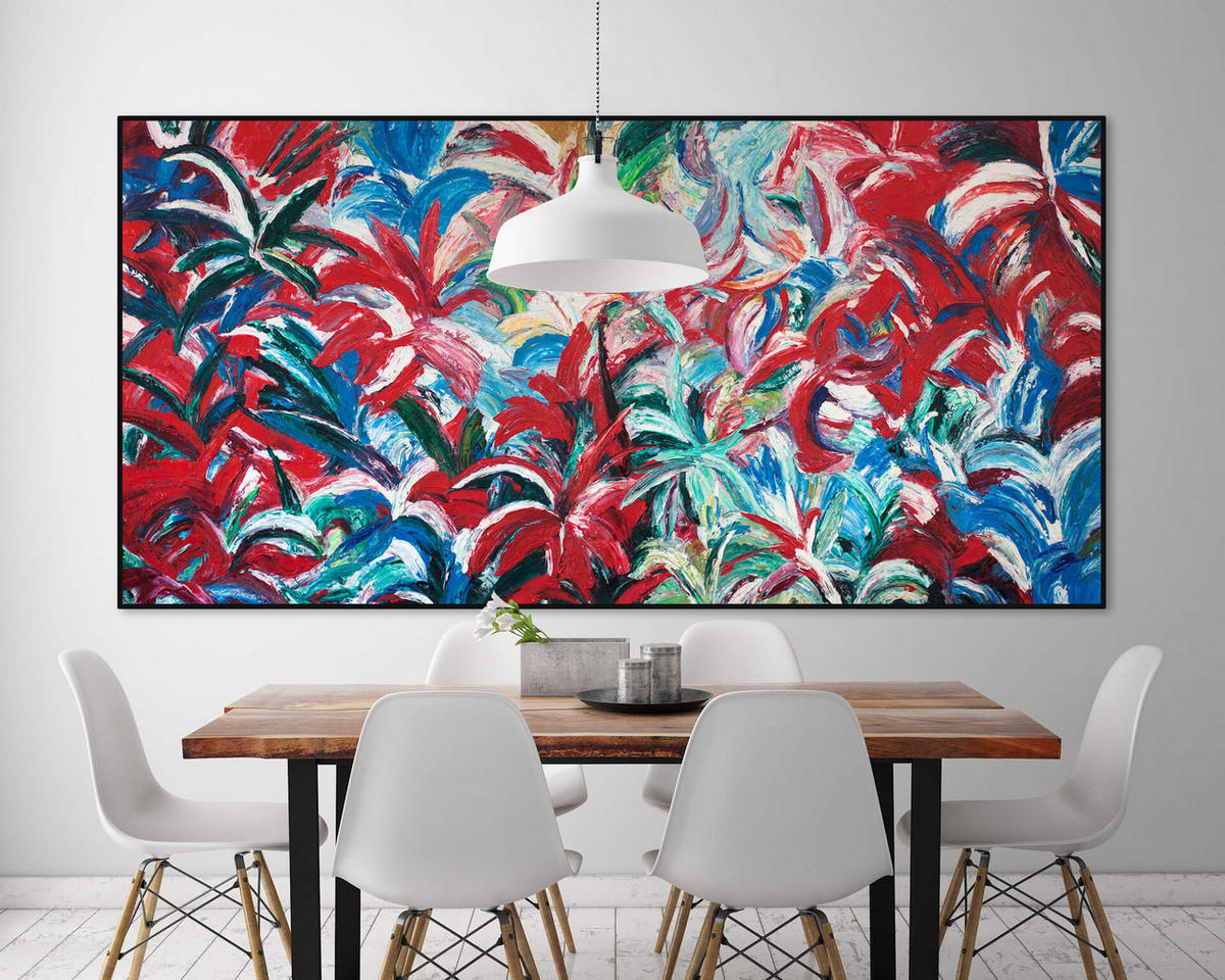 XXL ÖLGEMÄLDE Blau 200/100 cm - Blau/Rot, Textil (200/100cm) - KUNSTLOFT