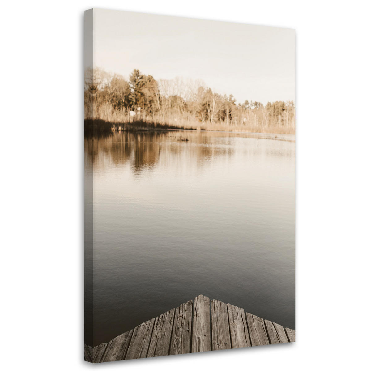 WANDBILD fußgängerbrücke über den see - Beige, Textil (40/60cm) - Feeby