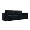3-SITZER SOFA mit Schlaffunktion Samt Stoff Blau - Blau/Schwarz, Kunststoff/Textil (242/91/100cm) - Makamii