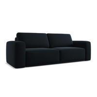 3-SITZER SOFA mit Schlaffunktion Samt Stoff Blau - Blau/Schwarz, Kunststoff/Textil (242/91/100cm) - Makamii
