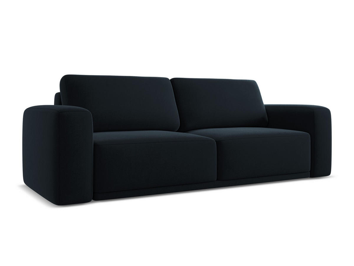 3-SITZER SOFA mit Schlaffunktion Samt Stoff Blau - Blau/Schwarz, Kunststoff/Textil (242/91/100cm) - Makamii