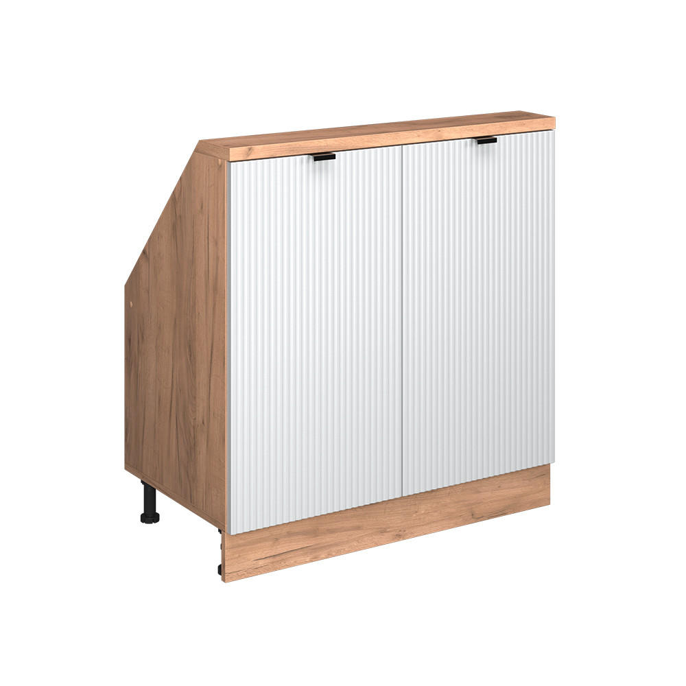 DACHSCHRÄGENSCHRANK Rion Weiß Riffel 80 x 81.6 cm mit 2 Türen - Weiß, Holzwerkstoff (80/81.6/46cm) - Vicco