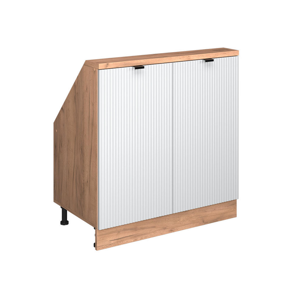 DACHSCHRÄGENSCHRANK Rion Weiß Riffel 80 x 81.6 cm mit 2 Türen - Weiß, Holzwerkstoff (80/81.6/46cm) - Vicco